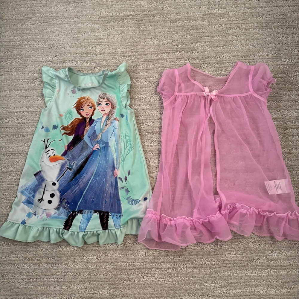 Frozen nightgown pajamas sleep shirt tunic overlay coverup Anna Elsa 2T Disney